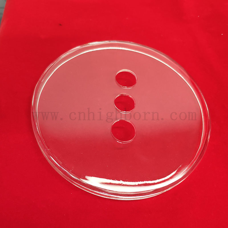 Perforazione laser trasparente tre fori in vetro in vetro disco rotondo