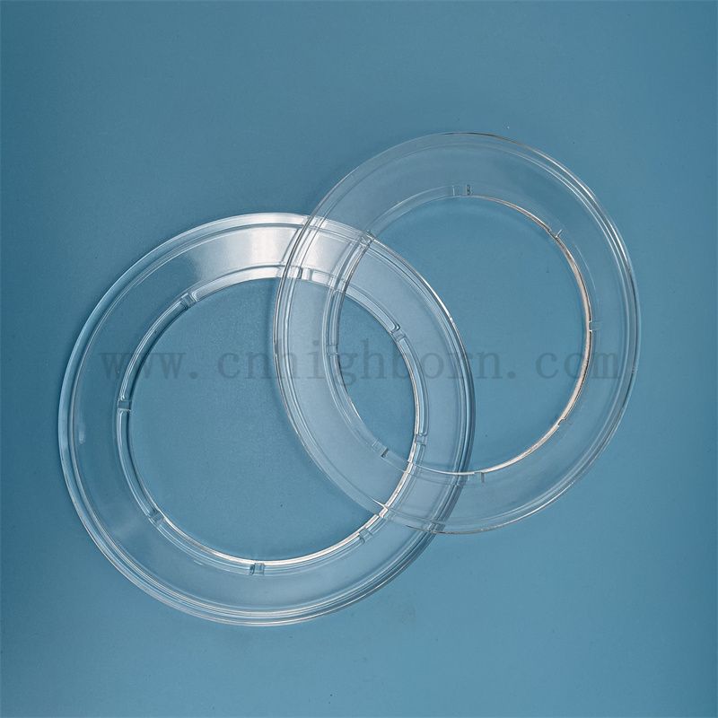 Anello di vetro in silice in gambia trasparente in quarzo trasparente di alta qualità con foro per applicazioni industriali