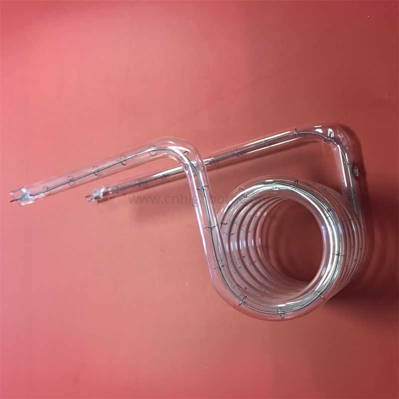 Tubo a spirale in vetro di quarzo con silice fusa per riscaldamento 