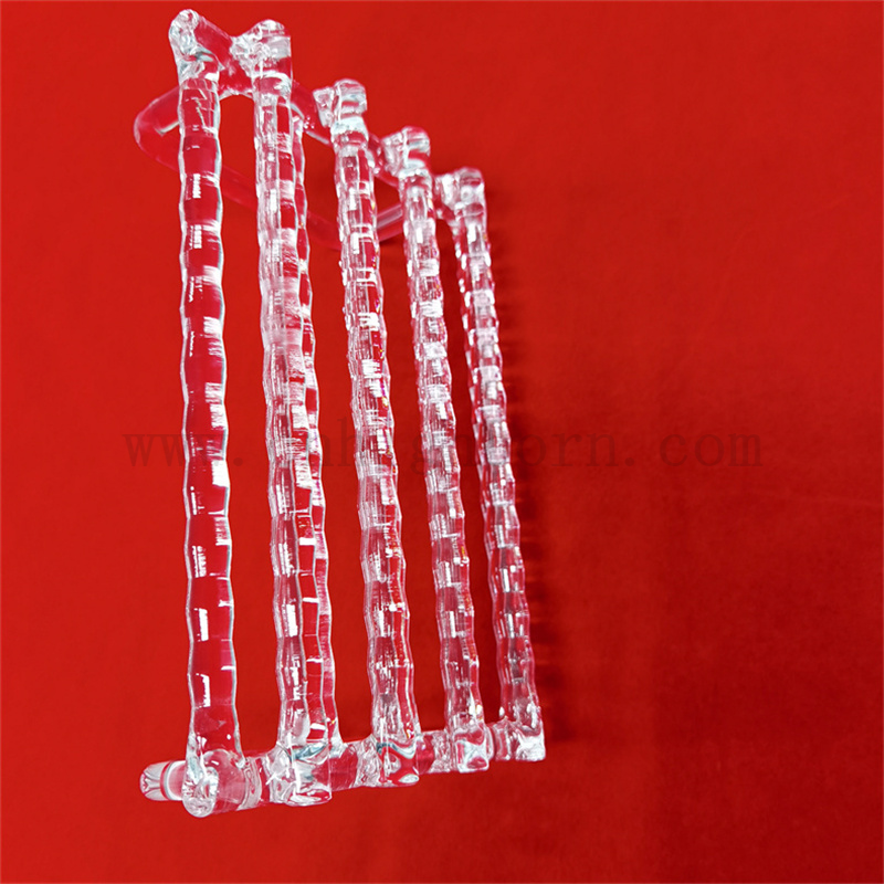  Laboratorio di ricerca in quarzo strumento trasparente contenitore in vetro in quarzo trasportatore di barche al quarzo trasparente con manico per semicduttore