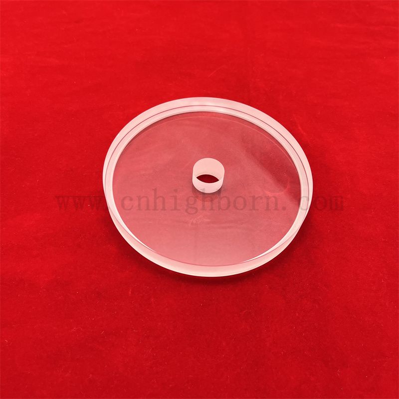 Piastra di vetro in quarzo a spessa rotonda a temperatura profonda ad alta temperatura con foro