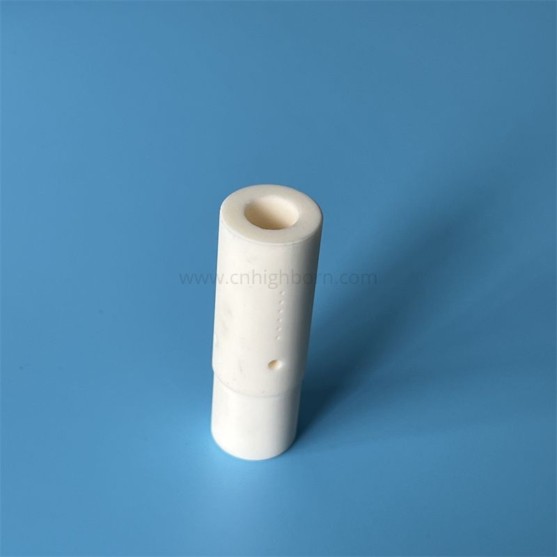 Tubo per pompa in ceramica di allumina con tubo Al2O3 al 99% con foro