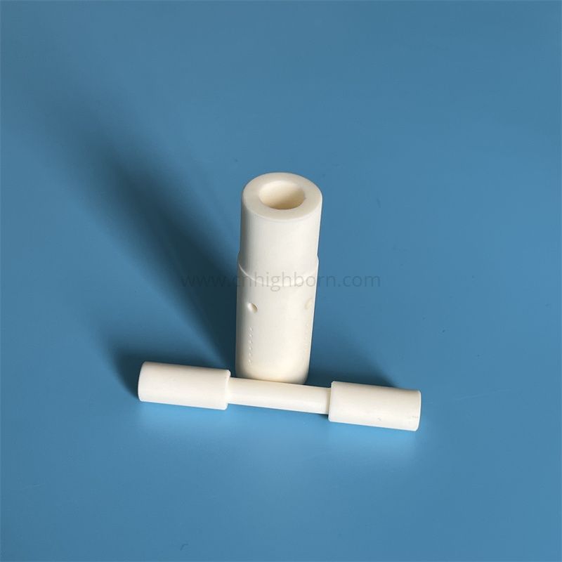 Tubo per pompa in ceramica di allumina con tubo Al2O3 al 99% con foro